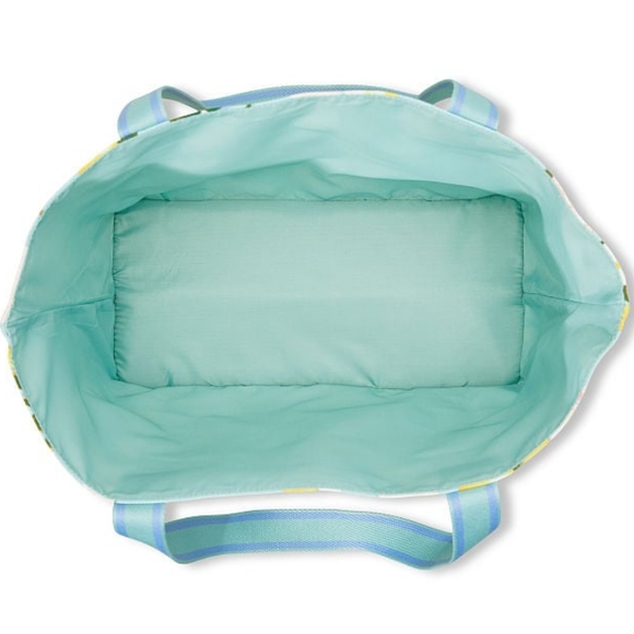 Nip luxury VS teal Tiffany blue lemon floral cooler tote zip H20 proof jumbo bag - Picture 4 of 7